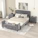 4-Piece Bedroom Set, Queen Size Upholstered Platform Bed, Storage Bench and Nightstands Set of 2, for Living Room Bed Room