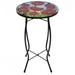 19" Red Floral Poppies Glass Patio Side Table