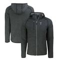 Men's Cutter & Buck Heather Charcoal Texas Rangers Mainsail Full-Zip Hooded Jacket