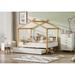 3 Piece Bedroom Set, Modern Full Size House-Shape Bed, Wooden Children Trundle Bed, 6-Drawer Storage Chest and Nightstand