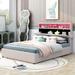 Queen/Full Size Upholstered Platform Bed with Storage Headboard, LED, USB Charging and 2 Drawers