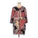 Fig and Flower Casual Dress - Mini High Neck 3/4 sleeves: Red Dresses - Women's Size X-Large