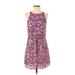 Aqua Casual Dress - Mini Crew Neck Sleeveless: Purple Leopard Print Dresses - Women's Size Small