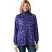 Plus Size Women's Perfect Printed Long-Sleeve Turtleneck Tee by Woman Within in Navy Pretty Floral (Size 1X) Shirt