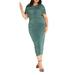 Plus Size Women's Capelet Ruched Dress by ELOQUII in Silver Pine (Size 24)