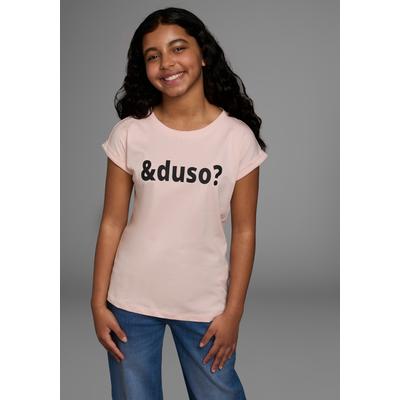 T-Shirt KIDSWORLD "&duso?", Mädchen, Gr. 164/170, rosa, Jersey, Obermaterial: 100% Baumwolle, bedruckt, bequem hüftbedeckend, Rundhals, Kurzarm Aufschlag, Shirts, kurzärmelig, bedruckt, Rundhalsausschnitt, aus Baumwolle Image