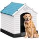 YITAHOME Large Plastic Dog House Outdoor Indoor Doghouse Puppy Shelter Water Resistant Easy Assembly Sturdy Dog Kennel with Air Vents and Elevated Floor, Blue, 105 x 96.5 x 98.5 cm