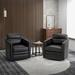 Swivel Chair - 17 Stories Marion 28.74" Wide Swivel Chair Wood/Genuine Leather in Black/Brown | 26.77 H x 28.74 W x 31.1 D in | Wayfair
