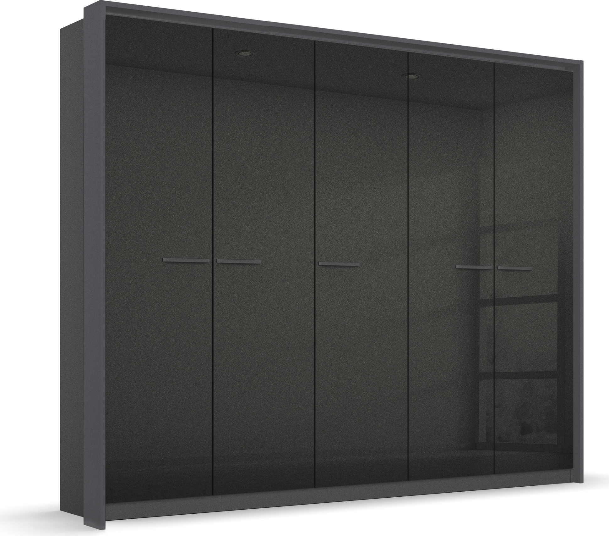 Drehtürenschrank RAUCH "Kleiderschrank Schrank Garderobe Wäscheschrank Ankleide OTELI", grau (graumetallic, effektgrau hochglanz), B:230cm H:212cm T:58cm, Holzwerkstoff, Schränke, inkl. Passepartout optional mit Beleuchtung Image