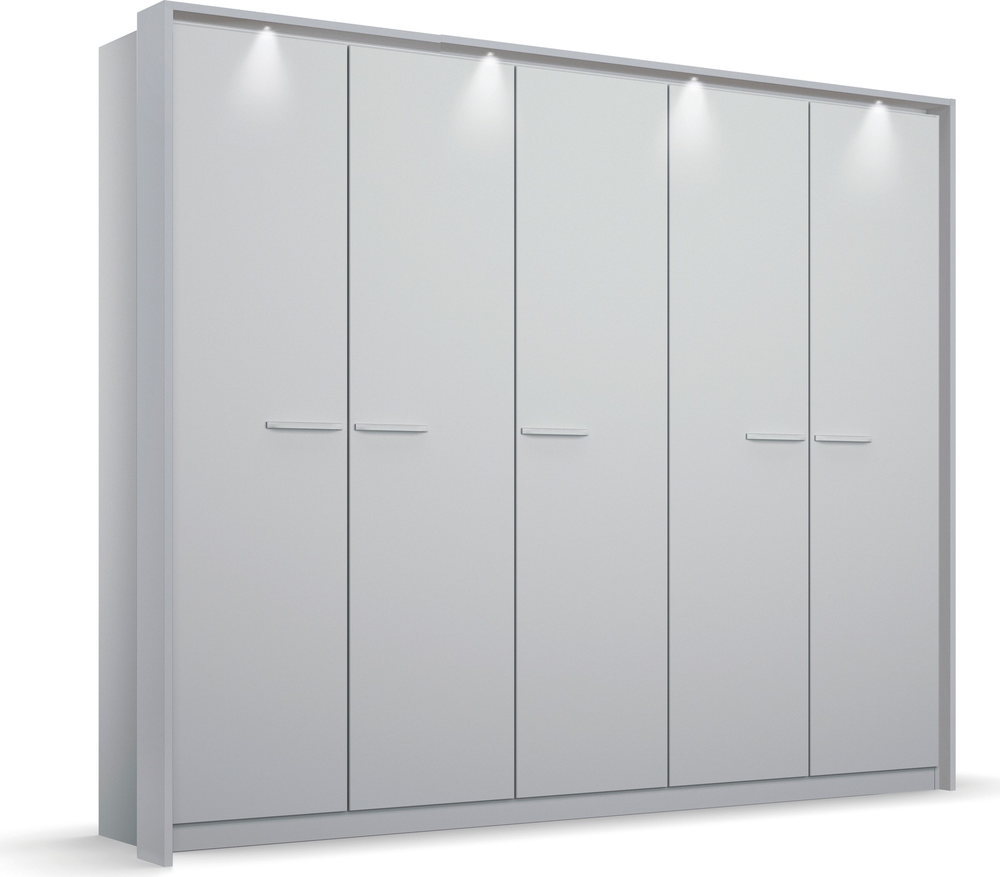 Drehtürenschrank RAUCH "Kleiderschrank Schrank Garderobe Wäscheschrank Ankleide OTELI", grau (seidengrau), B:230cm H:231cm T:58cm, Holzwerkstoff, Schränke, inkl. Passepartout optional mit Beleuchtung Image