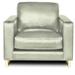 Armchair - Eleanor Rigby Penelope 36" Wide Armchair Wood/Genuine Leather in Gray/White | 35 H x 36 W x 40 D in | Wayfair PENE-10-DRE-WHIT-SS