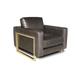 Armchair - Eleanor Rigby Penelope 36" Wide Armchair Wood/Genuine Leather in Gray/White | 35 H x 36 W x 40 D in | Wayfair PENE-10-PRO-TRUFF-SS