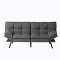 George Oliver Jannat 71" Flared Arm Convertible Memory Foam Futon Couch Bed, Modern Folding Sleeper Sofa Wood/Linen in Brown/Gray | Wayfair