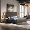 Meridian Furniture USA Platform Bed Wood & /Upholstered/Polyester in Brown | 65 H x 94 W x 86.5 D in | Wayfair HaltonBrown-K