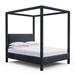 Tandem Arbor Lafayette Poster Bed Upholstered/Genuine Leather in Blue/Indigo | 87 H x 84 W x 87 D in | Wayfair 115-11-KNG-22-ST-MV-BP