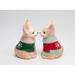 Cosmos Gifts Christmas Chihuahua Salt & Pepper Shaker Set Ceramic in Brown/Green/Red | 3 H x 2 W in | Wayfair 57038