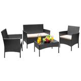 Lark Manor™ Alifa 4 Piece Rattan Sofa Seating Group w/ Cushions Wicker/Rattan in Black | Outdoor Furniture | Wayfair