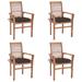 Winston Porter Patio Dining Chairs Wooden Accent Chair w/ Cushions Solid Wood Teak Wood in Brown | 37 H x 24.4 W x 22.2 D in | Wayfair