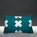 Latitude Run® Maluhia Geometric Criss Cross Shape Indoor/Outdoor Pillow Polyester/Polyfill in Green | 14 H x 18 W x 5.3 D in | Wayfair