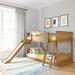 Viv + Rae™ Kincer Twin Over Twin Solid Wood Low Loft Bunk Bed Wood in Brown | 50.25 H x 92.25 W x 81.5 D in | Wayfair