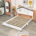 Isabelle & Max™ Wood Platform Bed w/ Motion Activated Nightlight & Slats in Gray/White | 37 H x 57 W x 79 D in | Wayfair