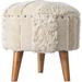 Dakota Fields Lemelle Solid Wood Accent Stool Wood/Upholstered/Cotton in Brown | 16 H x 16 W x 16 D in | Wayfair 663A2DA224EA4D2DA6BC5A85302CFC56