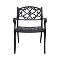 Fleur De Lis Living 2 Piece Outdoor Dining Chairs, Cast Aluminum Chairs w/ Armrest, Patio Bistro Chair Set Of 2 For Garden | Wayfair