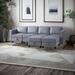 Gray Reclining Sectional - Everly Quinn Pavithra 6 - Piece Upholstered Sectional Velvet, Leather | 32.3 H x 116 W x 57 D in | Wayfair