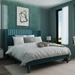 Willa Arlo™ Interiors Candler Platform Bed w/ Wingback Upholstered/Velvet in Blue | 47 H x 56.1 W x 78.5 D in | Wayfair