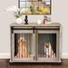 Tucker Murphy Pet™ Dog Crate on Wheels, 43" Large Dog Cage w/ Partition for 2 Puppies, Dog Kennel w/Sliding Door, in Gray | Wayfair