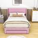Wade Logan® Blader Storage Platform Bed Upholstered/Velvet in Pink | 44.7 H x 59.4 W x 78 D in | Wayfair 107094E40BC9462A83A6238FA53371D3