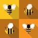 Gracie Oaks Eklavya Bee Icons Flat Design w/ Long Shadow On Canvas by Arunna Graphic Art Canvas in White | 36 H x 36 W x 1.25 D in | Wayfair