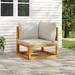 Ebern Designs Patio Chair w/ Cushions Wood in Brown | 25.6 H x 27.8 W x 27.8 D in | Wayfair 1407042F070B49808D9C8C0DEA97D5E2