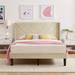 Willa Arlo™ Interiors Cambridgeshire Velvet Upholstered Bed Frame w/ Wingback Headboard Linen Tall Upholstered Platform Bed Wood/Metal | Wayfair