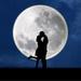 Ebern Designs Couple In Love On Full Moon Silhouette On Canvas by Creativaimages Graphic Art Canvas in Blue | 30 H x 30 W x 1.25 D in | Wayfair