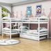 Harriet Bee Hardej Twin Over Twin L-Shaped Wood Bunk bed w/ Twin Trundle in White | 62 H x 79 W x 119 D in | Wayfair