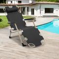 Arlmont & Co. Nobuyoshi Folding Lounge Chair w/ Adjustable Headrest, Outdoor Patio Portable Reclining Lounger Chairs in Gray/Black | Wayfair