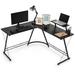 Inbox Zero Lakeita L Shaped Corner Gaming Desk, Computer Writing Table w/ Monitor Stand, Workstation Wood/Metal in Black | Wayfair