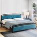 Latitude Run® Rodak Bed Frame, Upholstered Bed Frame w/ Velvet Tufted Headboard & Footboard Metal in Blue | 38.2 H x 56.5 W x 77.4 D in | Wayfair