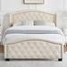 Red Barrel Studio® Platform Bed Frame, Velvet Button Tufted & Nailhead Trim Wingback Headboard, Luxurious Arched Footboard Metal | Wayfair