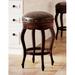 Astoria Grand Navarrete Round Bar Stool 30" Wood/Upholstered/Leather/Genuine Leather in Brown | Bar Stool (30" Seat Height) | Wayfair
