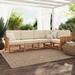 Winston Porter Outdoor Patio Sofa w/ Cushions Wood/Natural Hardwoods in Brown | 34 H x 25 D in | Wayfair 21B137AFFE0B46F587E680FB989B996C