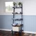 Ladder Shelf 5-Tier Bookshelf Storage Rack Wall Leaning Shelf Free Standing Plant Flower Stand, Corner Display Bookcase