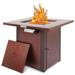 28" 50000 BTU Outdoor Propane Gas Fire Pits Table, Square Brown Texture Outdside Patio Firepits Fireplace Dinning Coffee Tables