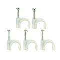 Hemoton 100 Pcs Round Cable Wire Clips Cable Management Electrical Ethernet Dish TV Speaker Wire Cord Tie Holder Single Coaxial Nail Clamps (4mm)