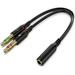 Headphone Splitter For Computer 3.5Mm Female To 2 Dual 3.5Mm Male Headphone Mic Audio Y Splitter Cable Smartphone Headset To PC Adapter