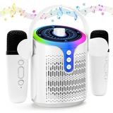 Babyltrl Bluetooth Karaoke Machine for Adults and Kids with 2 Wireless Microphone / Colorful Lights Mini Singing Machine Portable Speaker System for Birthday Christmas Gift White