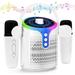 Babyltrl Bluetooth Karaoke Machine for Adults and Kids with 2 Wireless Microphone / Colorful Lights Mini Singing Machine Portable Speaker System for Birthday Christmas Gift White