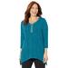 Plus Size Women's Metallic Dot Shark Bite Top by Catherines in Deep Teal (Size 5X)