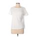 Maurices Short Sleeve T-Shirt: White Tops - Women's Size Large